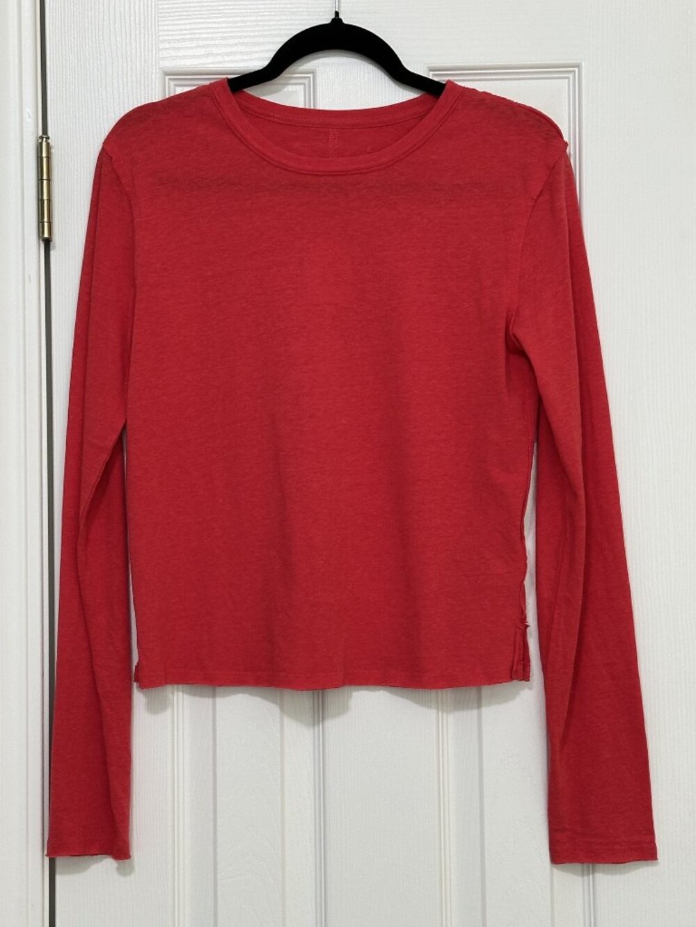FREE PEOPLE WE THE FREE Nova Long Sleeve Tee Rococco Red Size S NWT - Picture 4 of 10